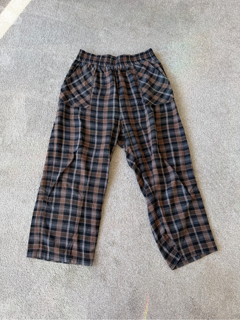 NATURAL LIFE Black & Brown Plaid Pants